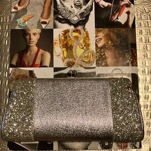 Beautiful, silver with glitter vintage clutch.